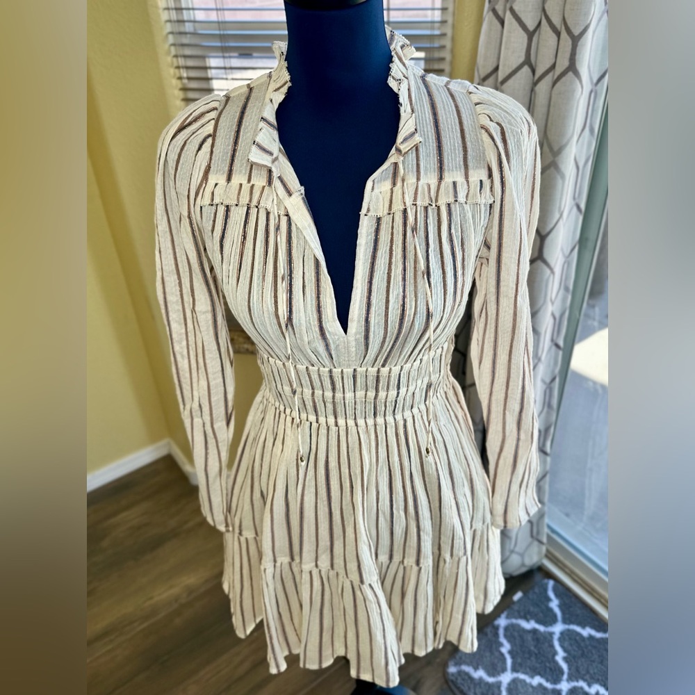 EUC Ulla Johnson Cream Striped Rosalind Mini Dress - Picture 8 of 17